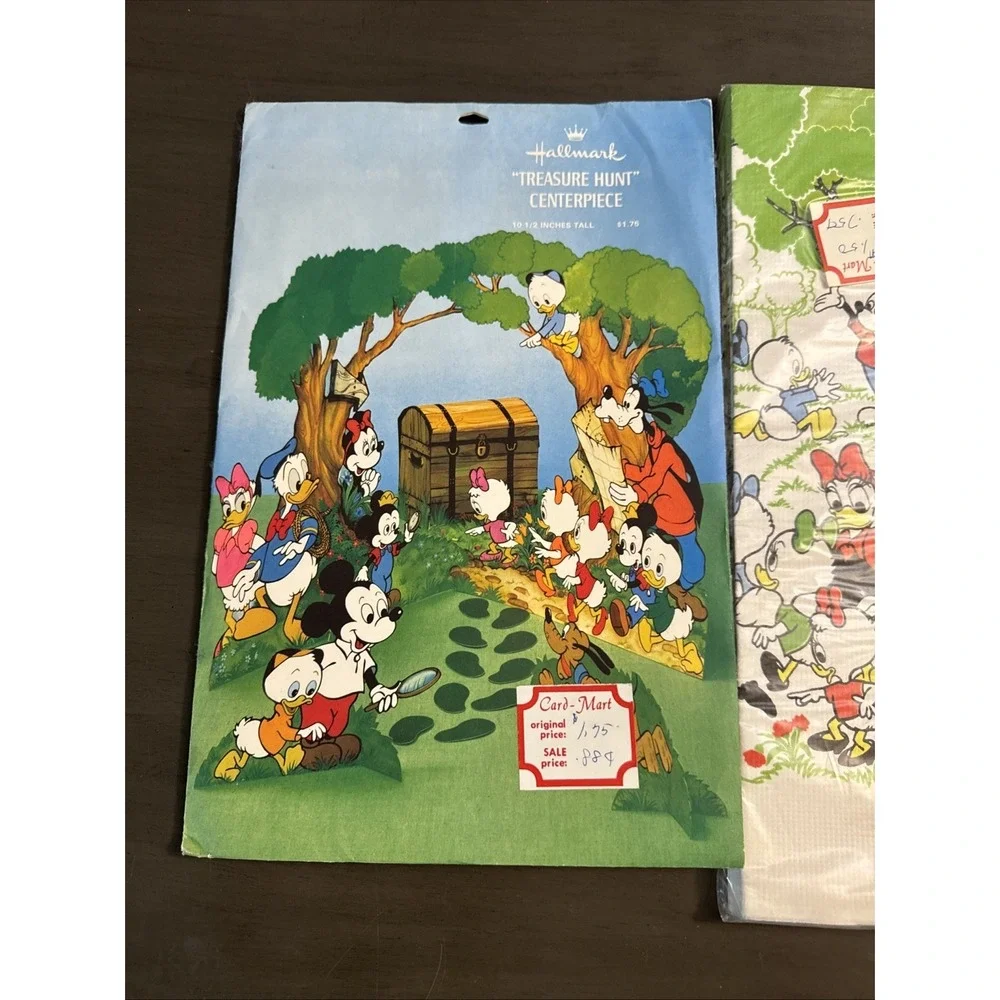 Vintage Disney TREASURE HUNT  Party Hallmark  Centerpiece Table Cloth Nut Cups